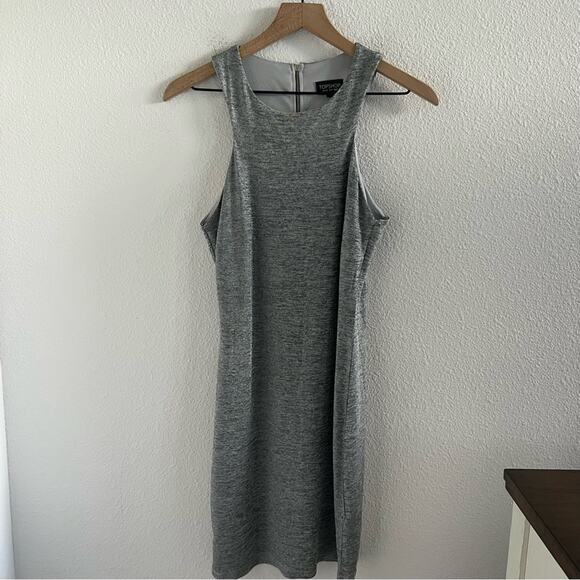 Top Shop Gray Silver Back Zip Dress US 8 - Picture 1 of 7